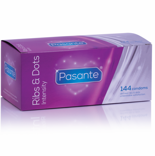 Pasante Ribs & Dots Intensity kondomer, 12-pack
