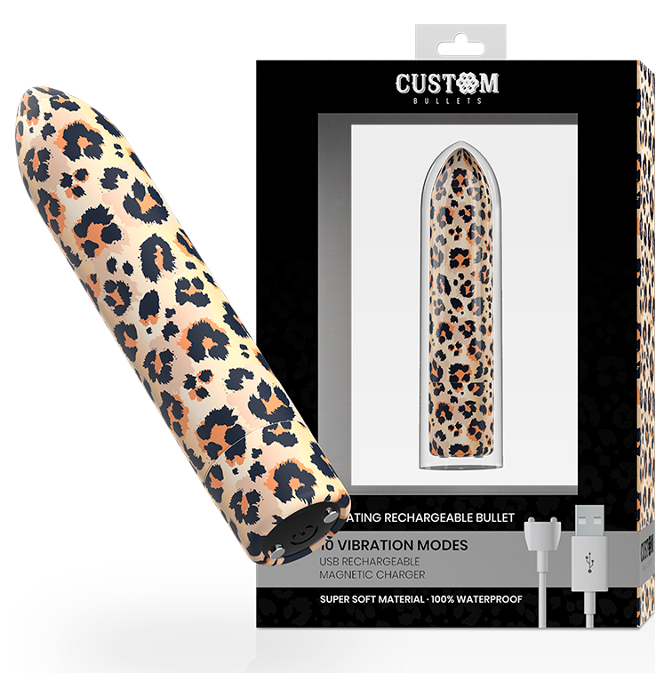 Custom Bullets Leopard Magnetic vibrator med 10 intensiteter