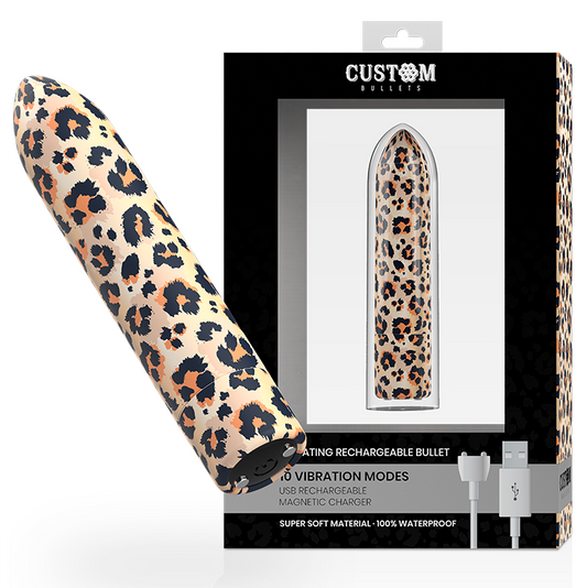 Custom Bullets Leopard Magnetic vibrator med 10 intensiteter