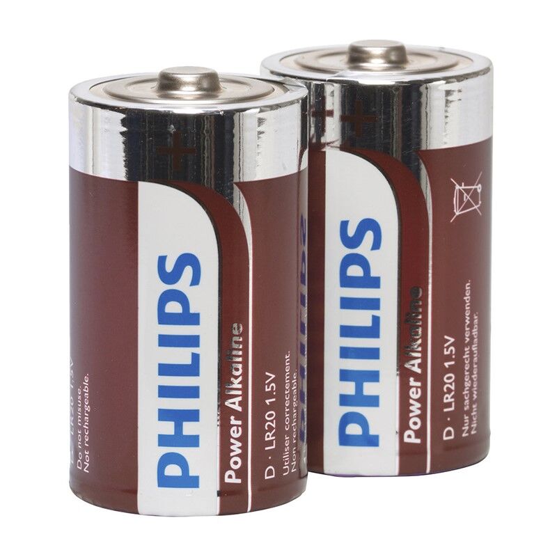 PHILIPS D alkaliska batterier i pack om 2