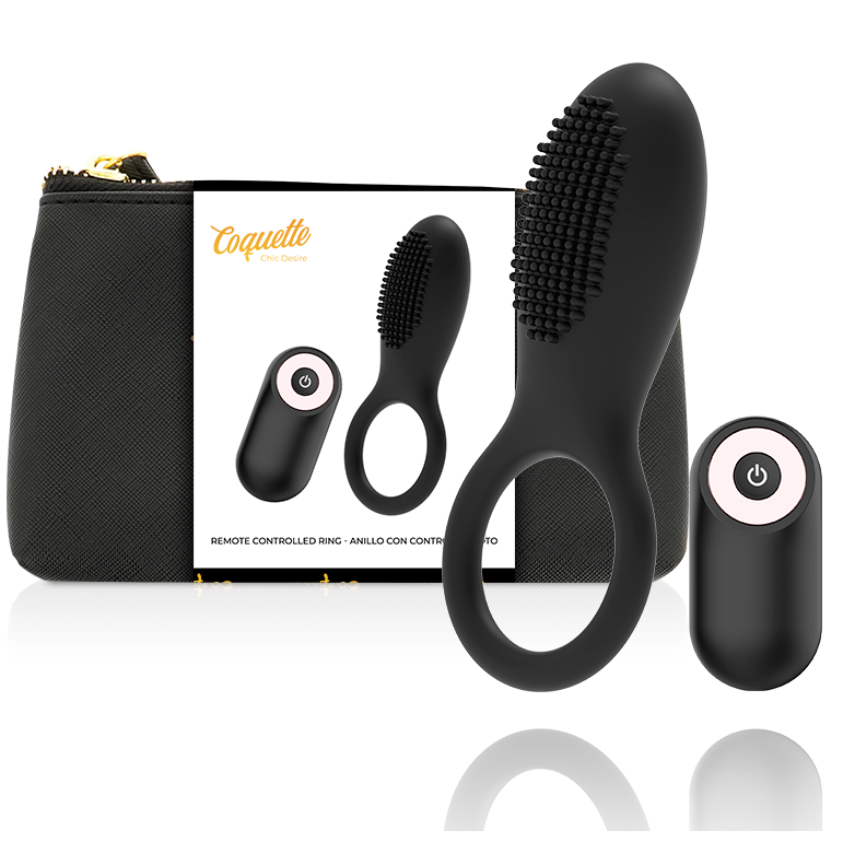 Coquette Chic Desire penisring med fjärrkontroll i svart och guld