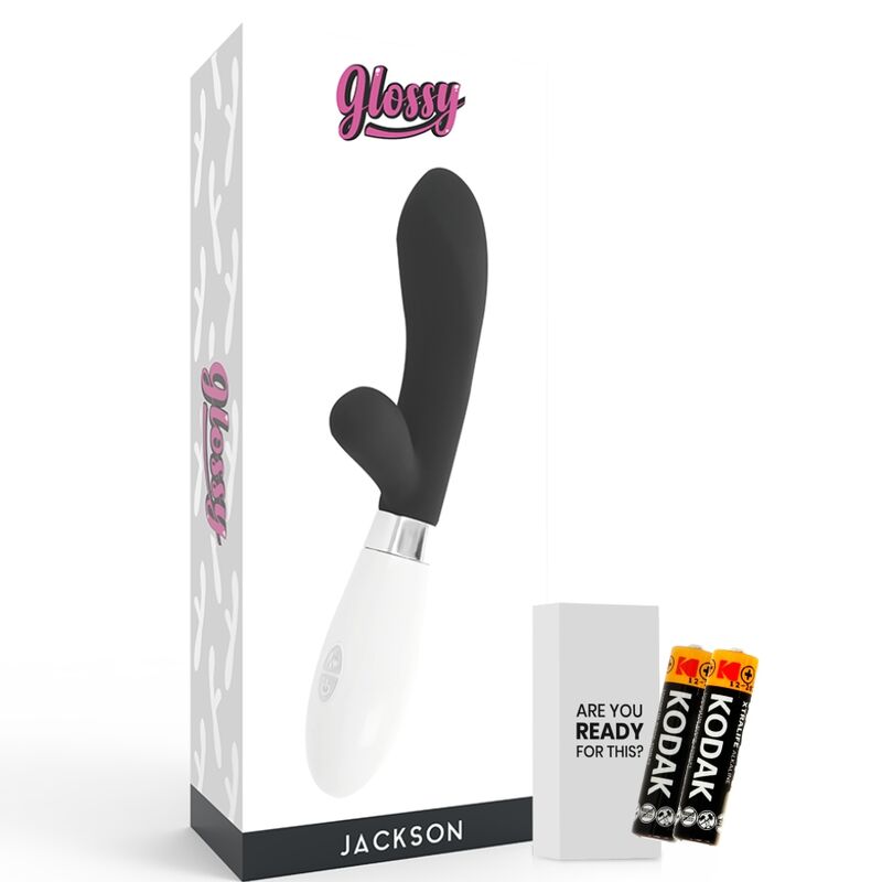 GLOSSY Jackson Rabbit Black silikonmassagerare