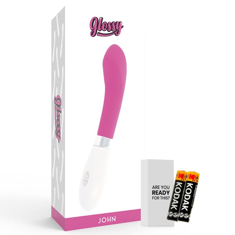 GLOSSY John Vibrator Pink med kurvform och 10 vibrationslägen