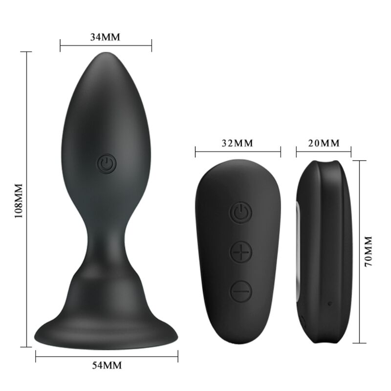 MR PLAY - ANALPLUGG MED VIBRATION SVART FJÄRRKONTROLL