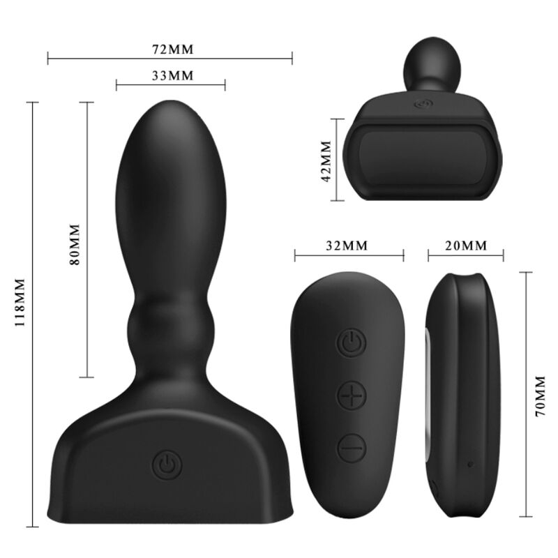 MR PLAY - Svart uppblåsbar analplugg med fjärrkontroll