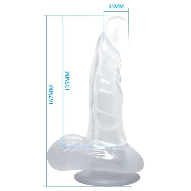 BAILE realistisk dildo med sugkopp och testiklar 16,7 cm