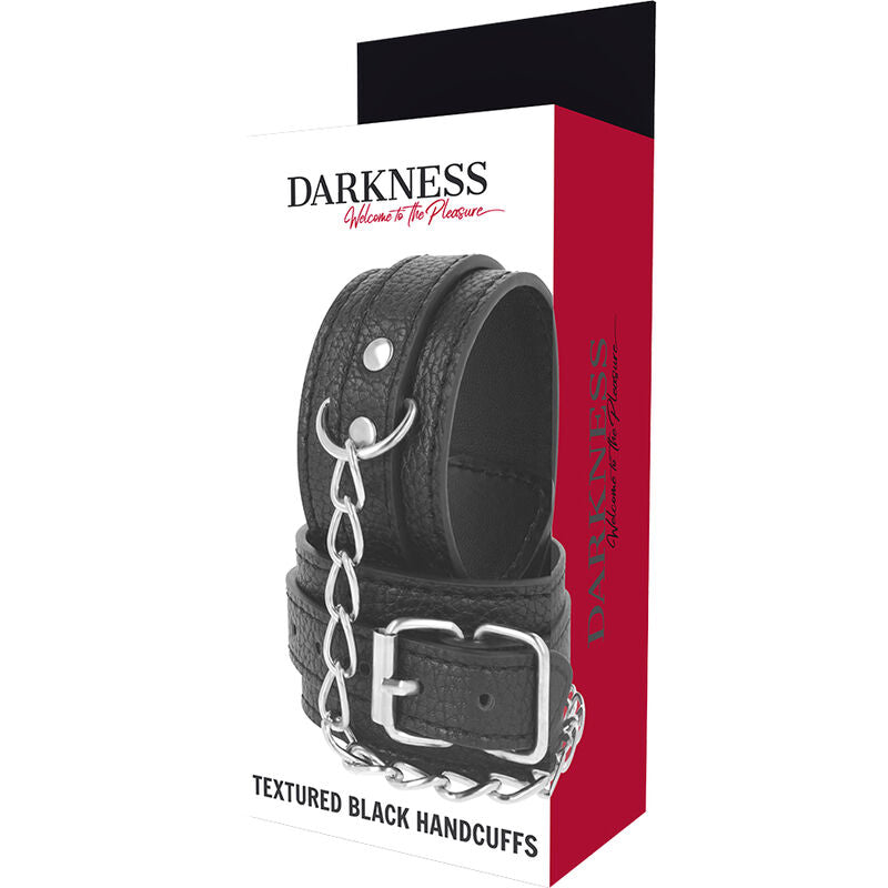 DARKNESS - Svarta texturerade läderhandfängsel