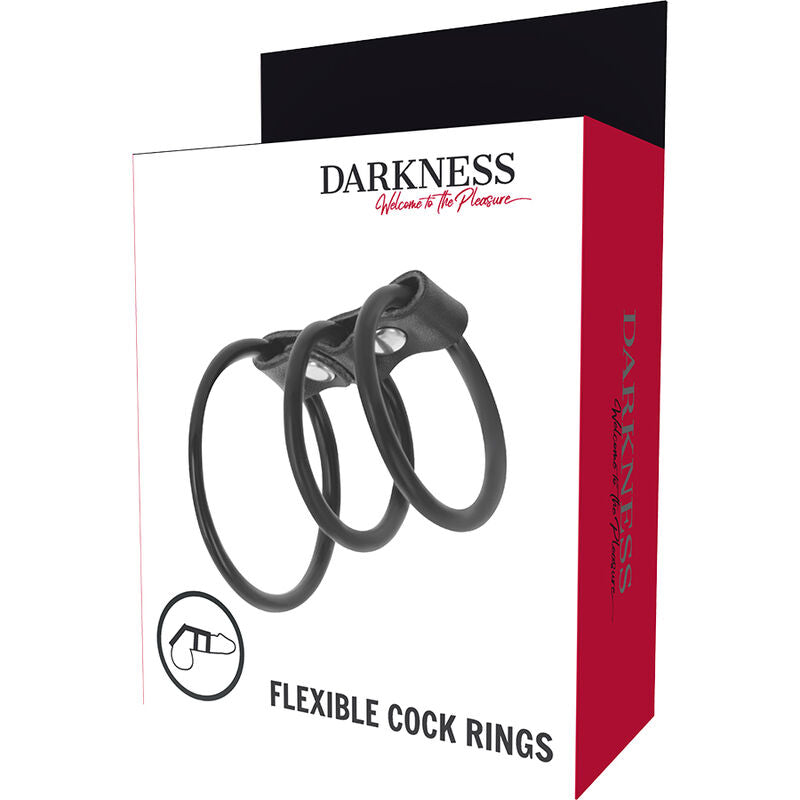 Set med 3 flexibla penisringar från DARKNESS