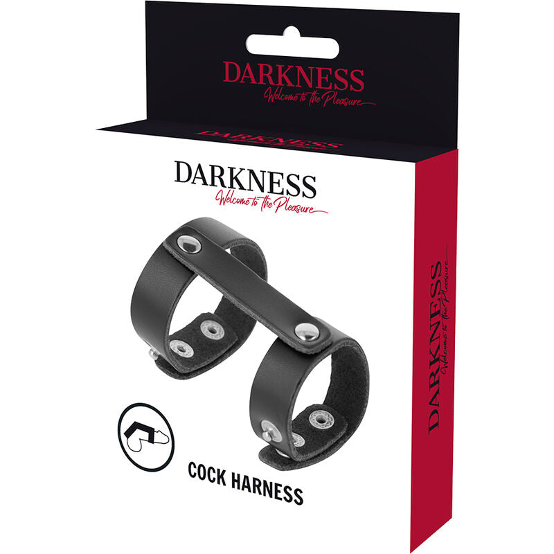 DARKNESS justerbar läderring för penis och testiklar
