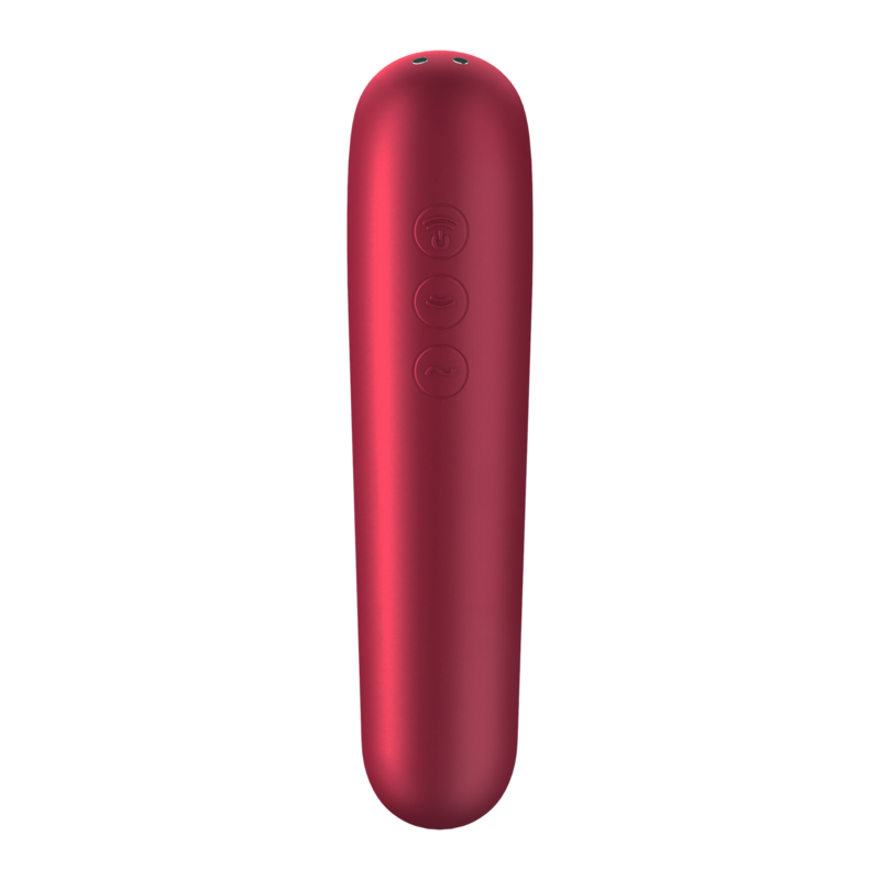 Satisfyer Dual Love vibrator och suctioner med pulserande luft i röd färg