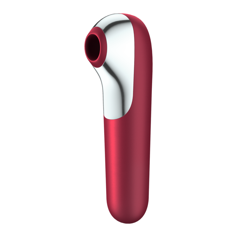 Satisfyer Dual Love vibrator och suctioner med pulserande luft i röd färg