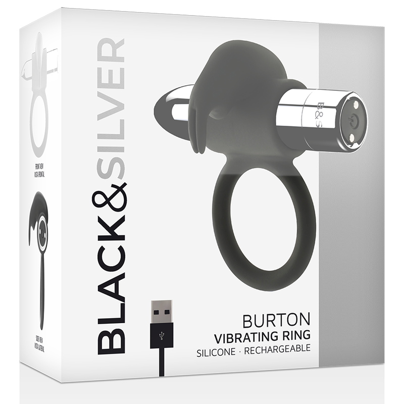 BLACK&SILVER - BURTON ÅTERLADDNINGSBAR RING 10 VIBRATIONSÄTT