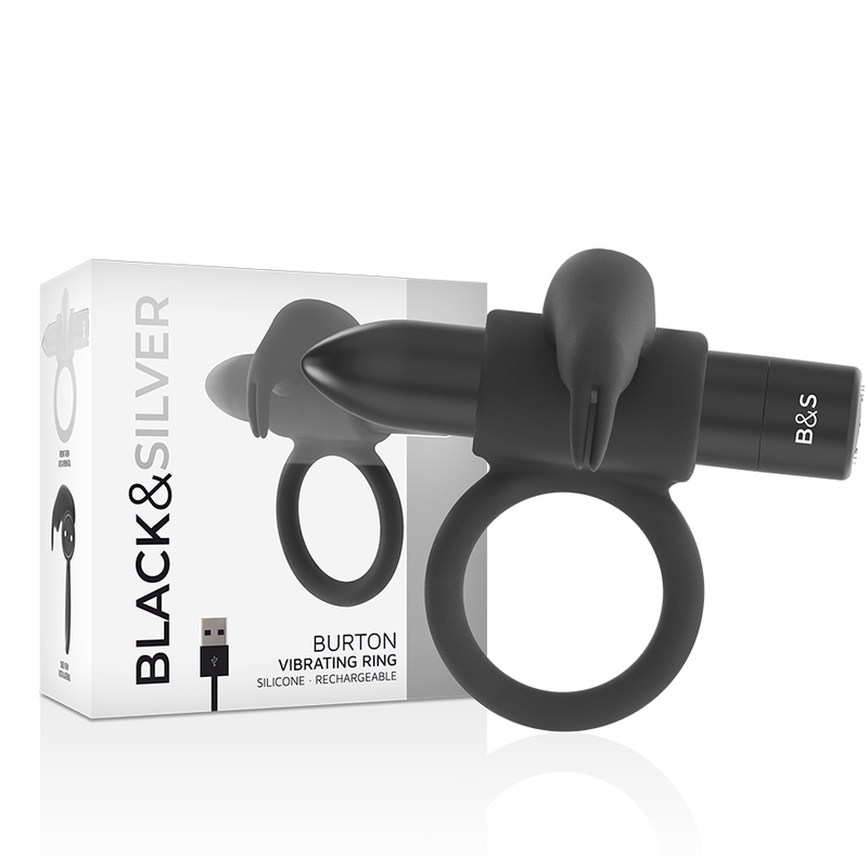 BLACK&SILVER - BURTON RING 10 VIBRATIONSMODI SVART