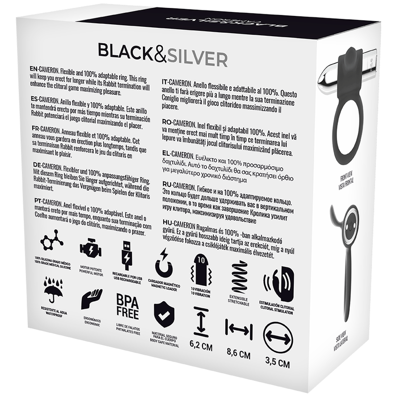 BLACK&SILVER - CAMERON ÅTERLADDNINGSBAR RING SILVER