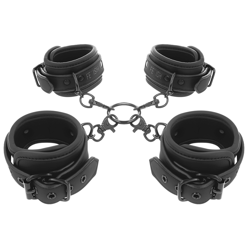 FETISH SUBMISSIVE - SET AV HAND- OCH ANKELFÄNGSEL MED NOPRENE FODER