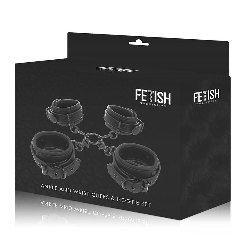 FETISH SUBMISSIVE - SET AV HAND- OCH ANKELFÄNGSEL MED NOPRENE FODER