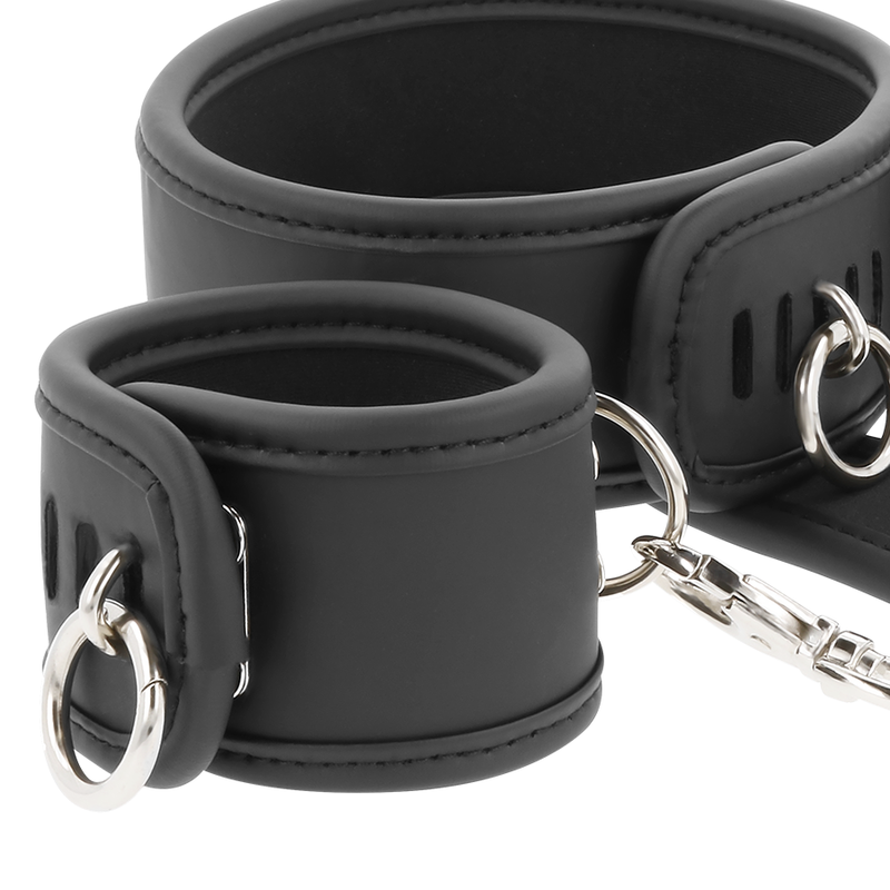 FETISH SUBMISSIVE veganskt läderhalsband och handbojor