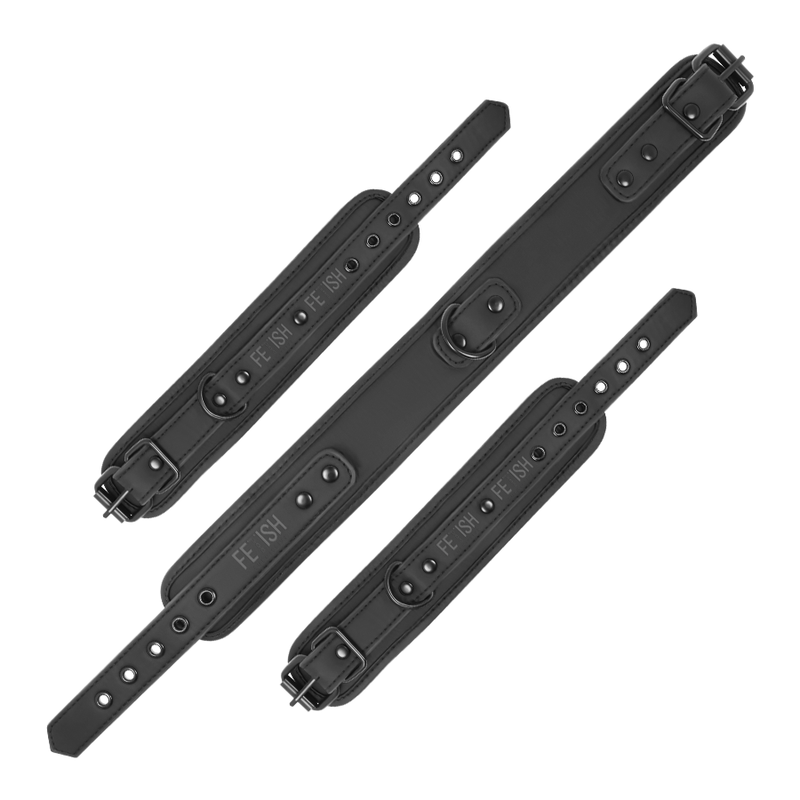 Veganskt läderhalsband och handbojor med neoprenfoder