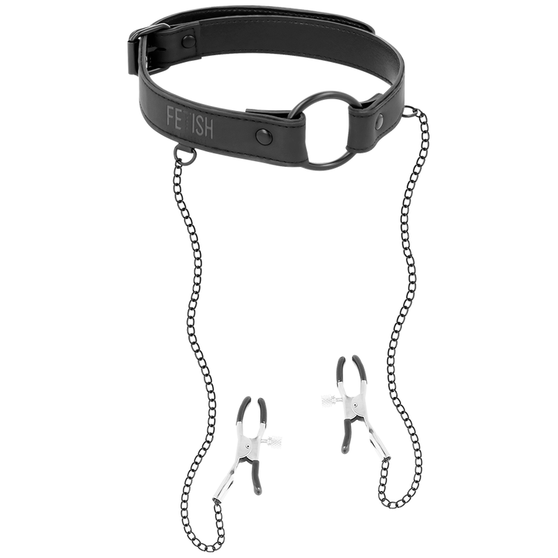 FETISH SUBMISSIVE gag ring med nipple clamps