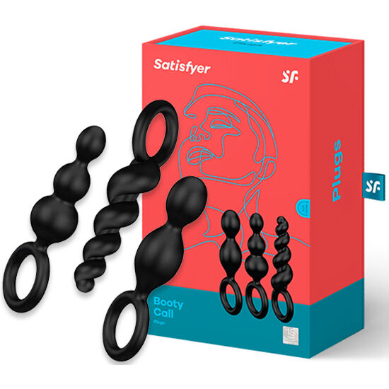 Satisfyer anal plugs set med 3 olika storlekar i svart