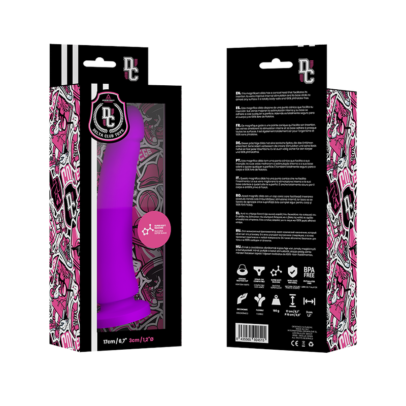 Lila dildo i medicinsk silikon från DELTA CLUB, 17 cm