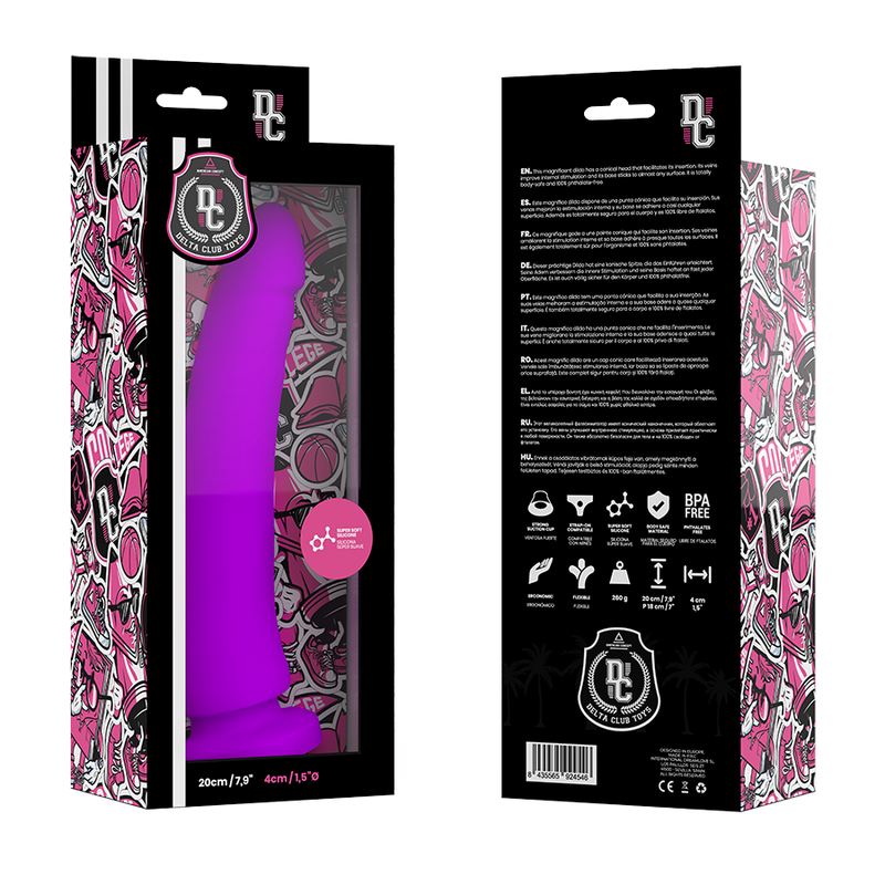 Lila dildo i medicinsk silikon från DELTA CLUB, 20 cm lång