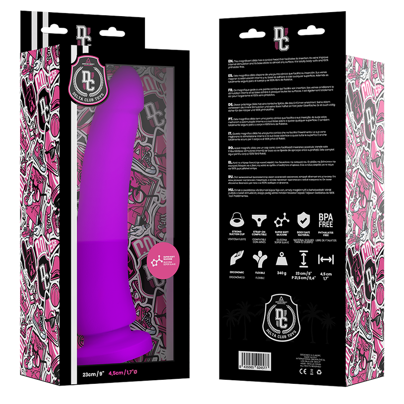 Lila dildo i medicinsk silikon från DELTA CLUB, 23 cm