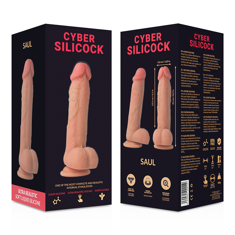 CYBER SILICOCK - STRAP-ON SAUL LIQUID SILICONE MED 3 RINGAR 15,5 CM -O- 4,2 CM