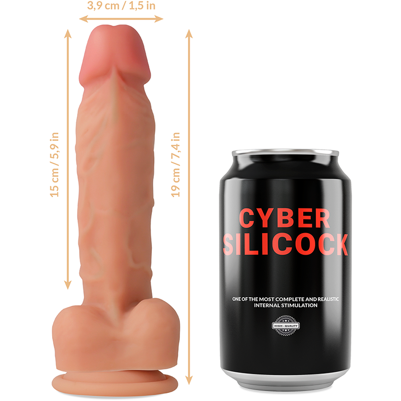 CYBER SILICOCK - STRAP-ON LIQUID SILICONE OLIVER MED 3 RINGAR 19 CM -O- 3.9 CM