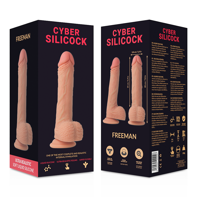 CYBER SILICOCK - STRAP-ON FREEMAN MED 3 RINGAR 20 CM -O- 3.8 CM