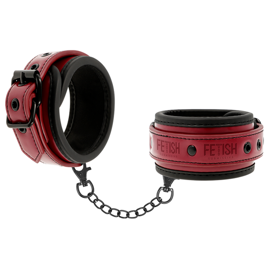 FETISH SUBMISSIVE DARK ROOM - VEGANSKA LÄDERHANDKCUFFAR MED NEOPREN FODER