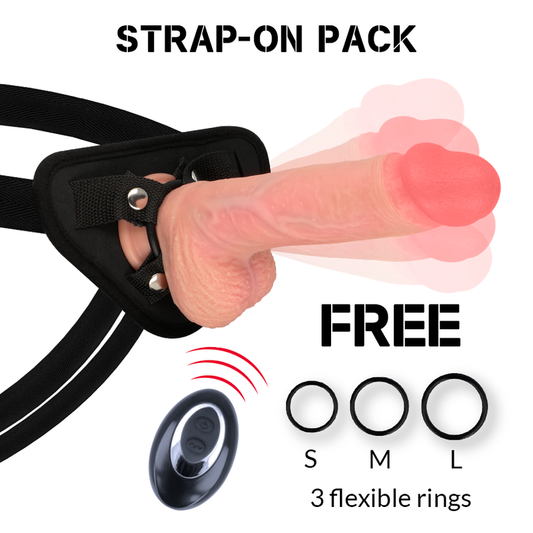 ROCKARMY - HARNESS + LIQUID SILICONE VIBRATOR PREMIUM APACHE FJÄRRKONTROLL 20,5 CM -O- 4,62 CM