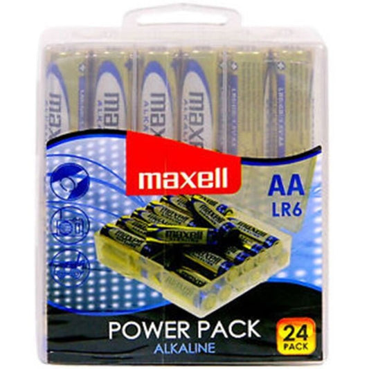 MAXELL AA alkaliskt batteri pack med 24 batterier