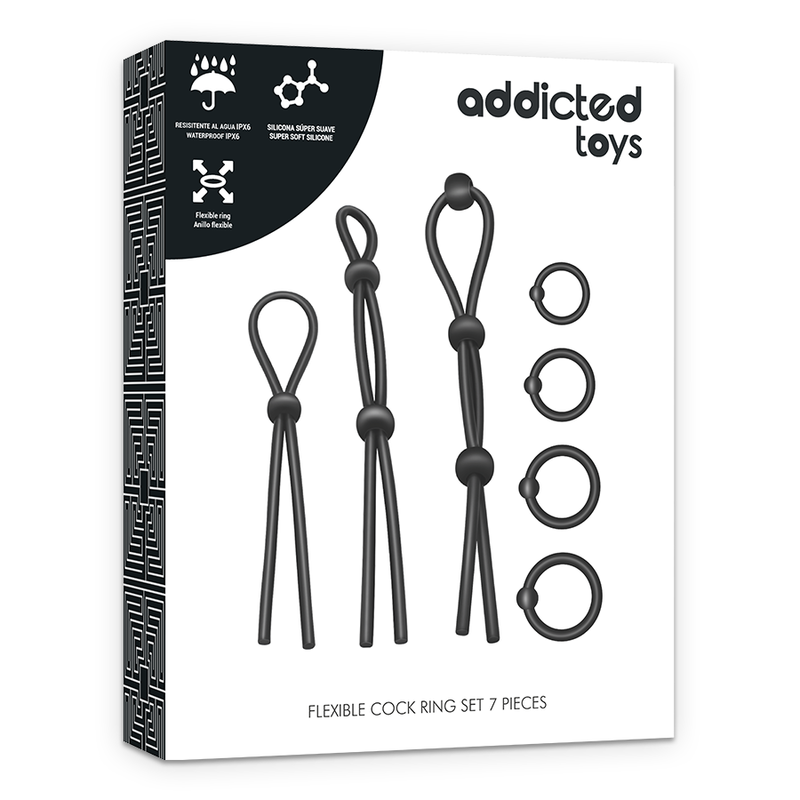 ADDICTED TOYS flexibelt silikon cockring-set med 7 delar